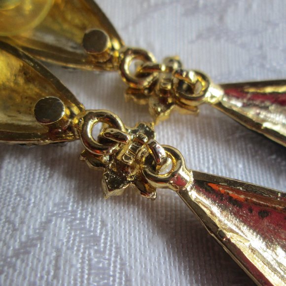 VINTAGE STAR BRIGHT - ROYAL and CRYSTAL TEARDROP EARRINGS - NWOT - Picture 8 of 15